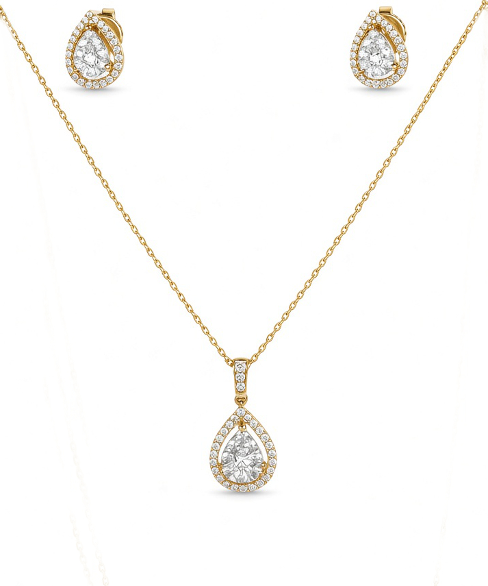 Featured image of this Women’s 14k Yellow Gold Necklace & Stud Earrings Set with 1.09ct TDW Diamond