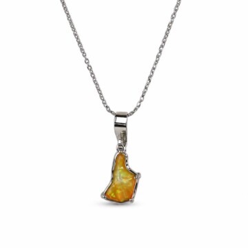 Featured image of this Women’s 14k White Gold Pendant Necklace with Ethiopian Opal