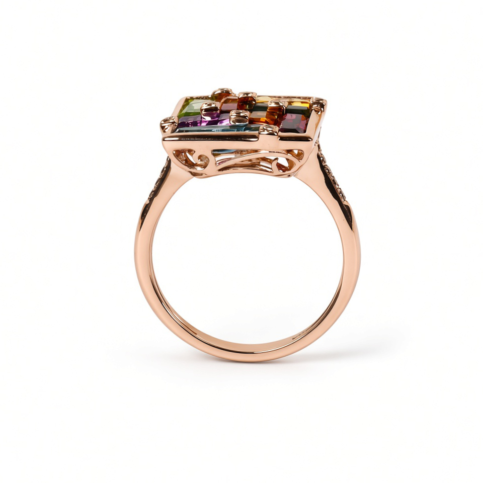 Gallery image of this Women’s 14k Rose Gold Ring with 0.15ct TDW Diamond, multiple stones Size 8.5