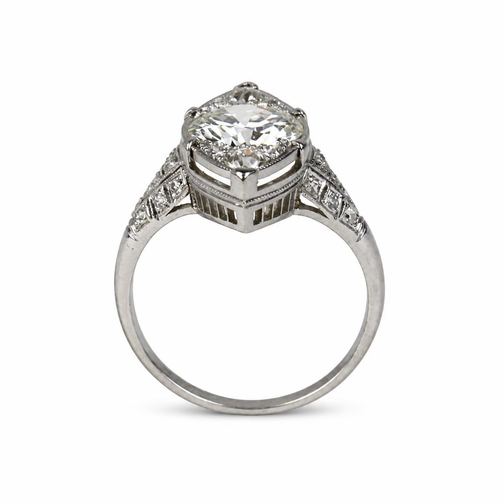 Gallery image of this Women’s Vintage Platinum Diamond Ring EGL Cert Size 7.75