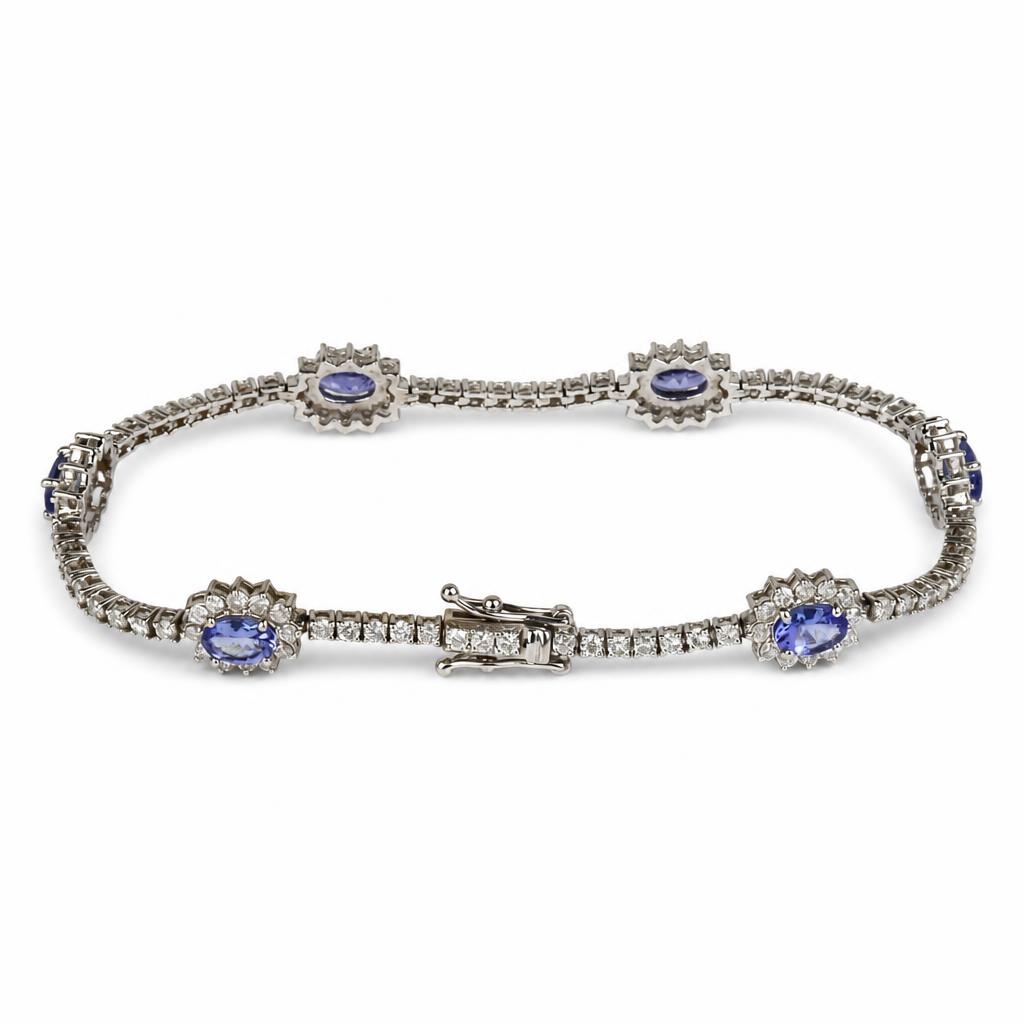 Gallery image of this Women’s 18k White Gold Diamond, Tanzanite Link Bracelet