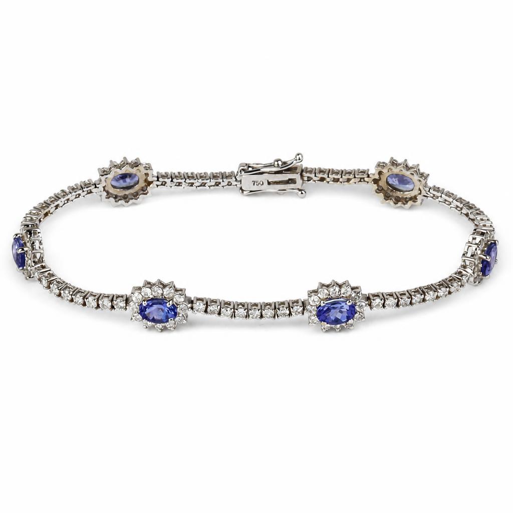 Featured image of this Women’s 18k White Gold Diamond, Tanzanite Link Bracelet