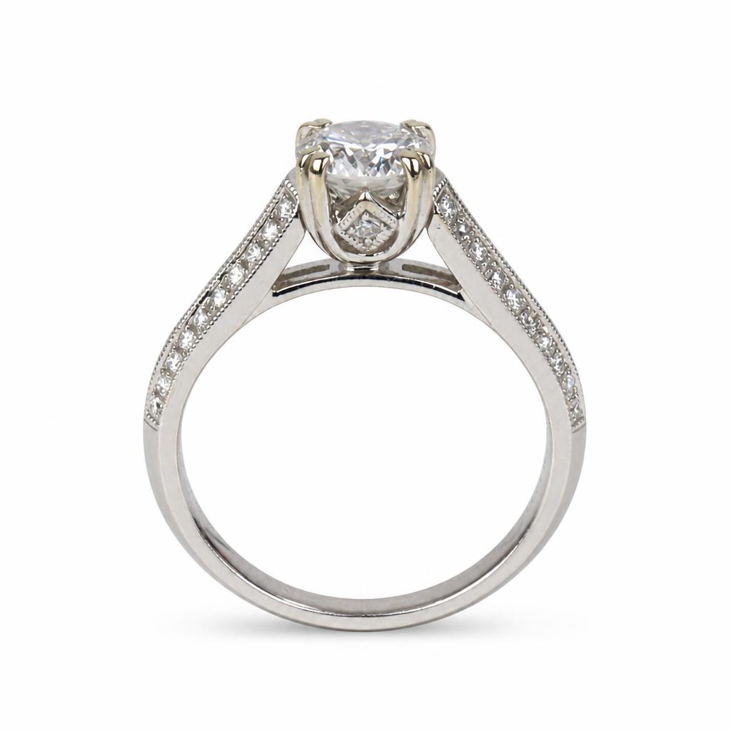 Gallery image of this Women’s 14k White Gold Diamond Bridal Ring EGL Cert. Size 5.5