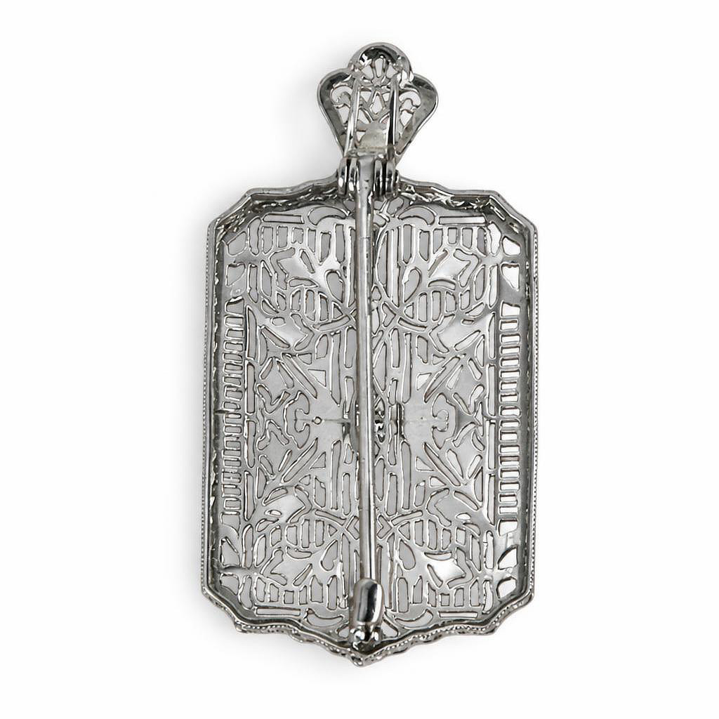 Gallery image of this Women’s Vintage 14k White Gold Diamond Brooch
