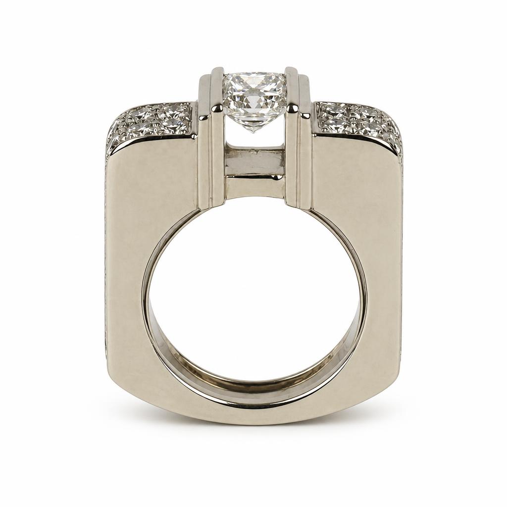 Gallery image of this Women’s 18k White Gold Diamond Bridal Ring EGL Cert Size 6.5