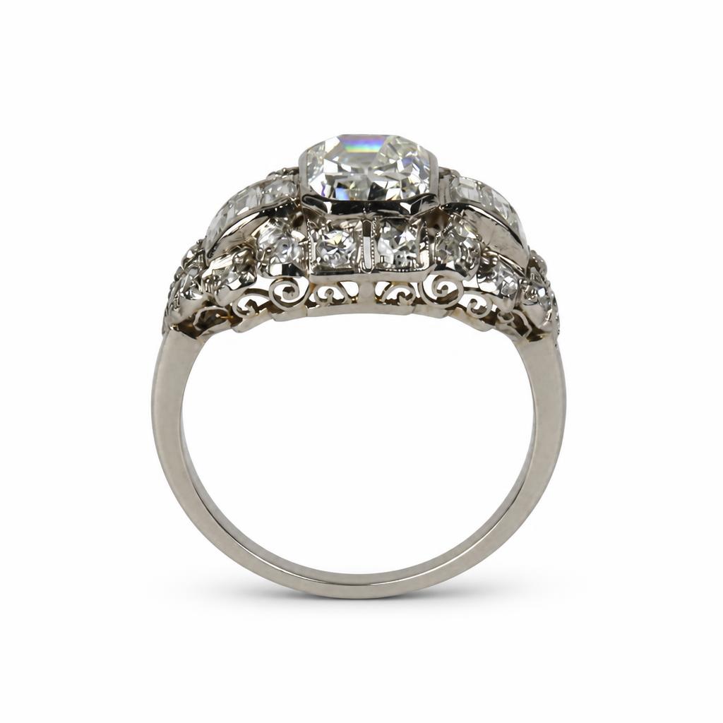 Gallery image of this Women’s Vintage Platinum Diamond Bridal Ring EGL Cert Size 4.25