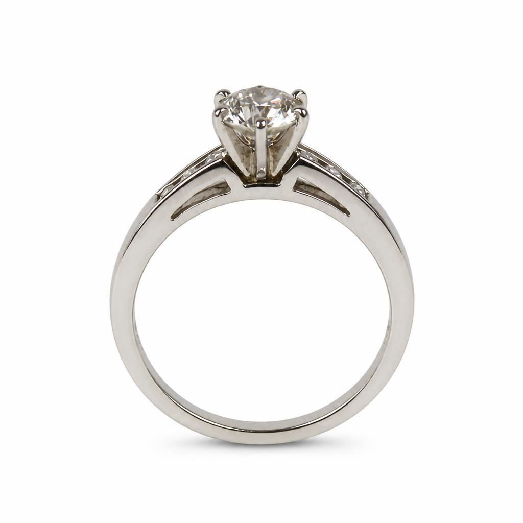 Gallery image of this Women’s 14k White Gold Diamond Bridal Ring EGL Cert Size 6.5