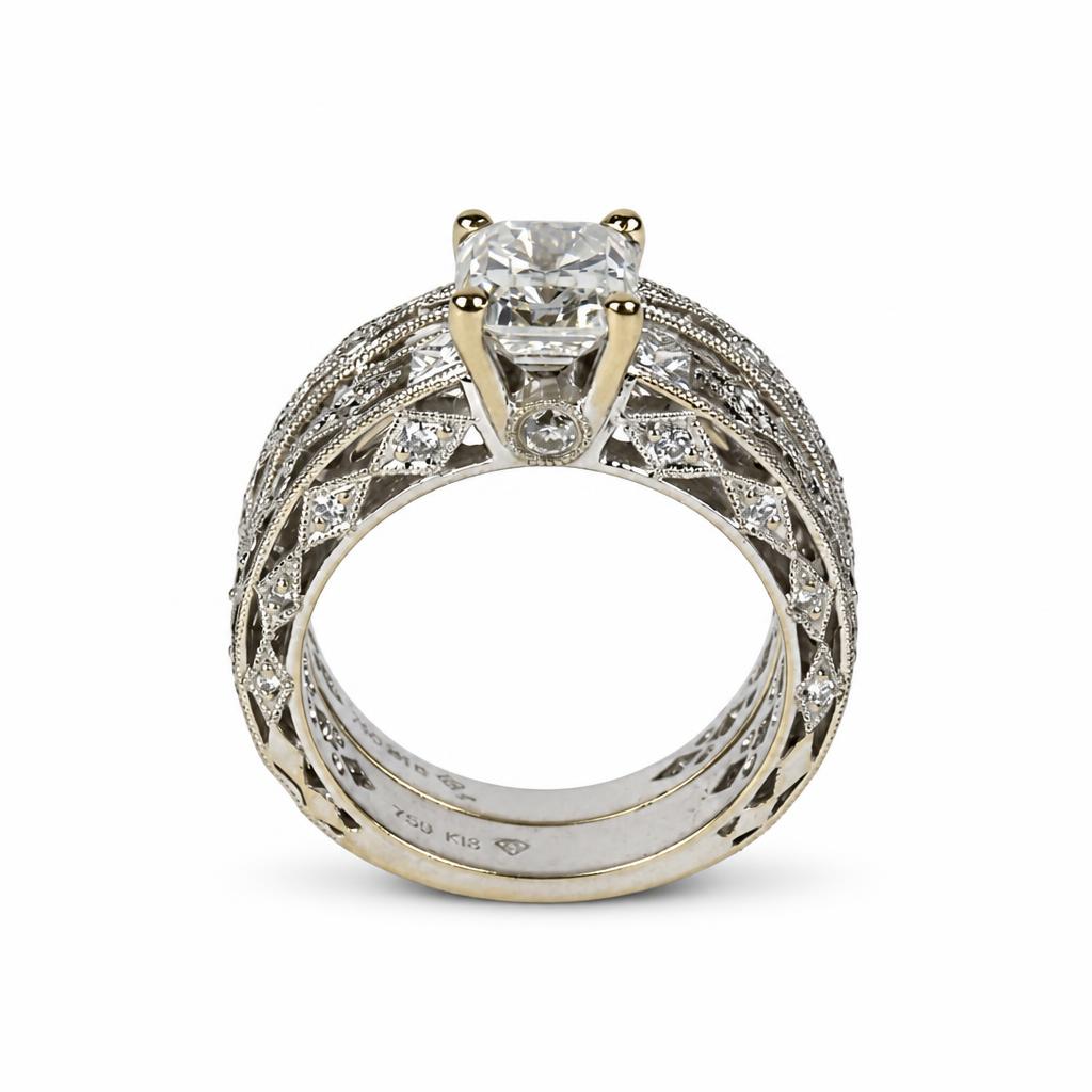 Gallery image of this Women’s 18k White Gold Diamond Bridal Ring Set EGL Cert Size 6.5