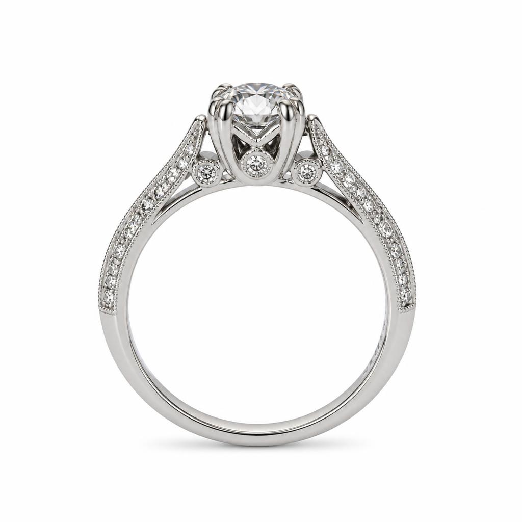 Gallery image of this Women’s 18k White Gold Diamond Bridal Ring GIA Cert Size 6