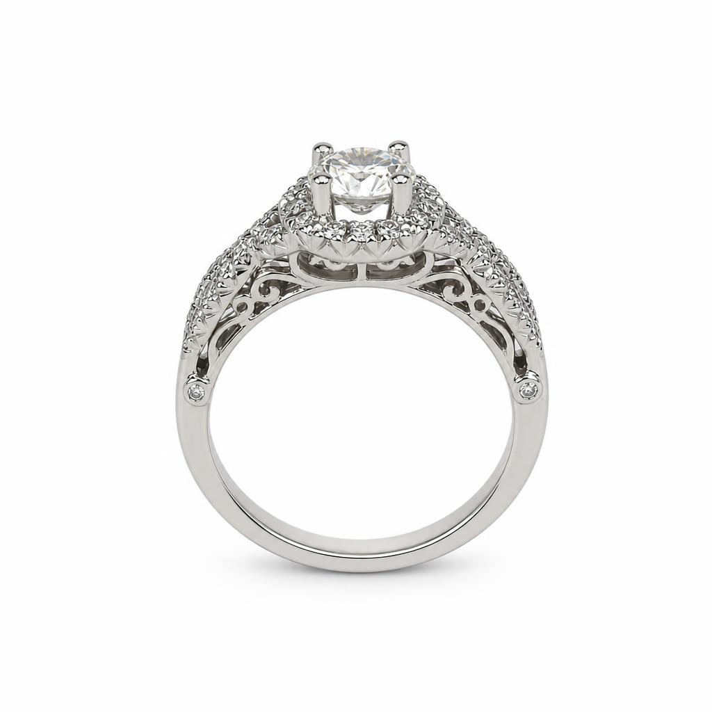 Gallery image of this Women’s 14k White Gold Diamond Bridal Ring GIA Cert Size 5.75