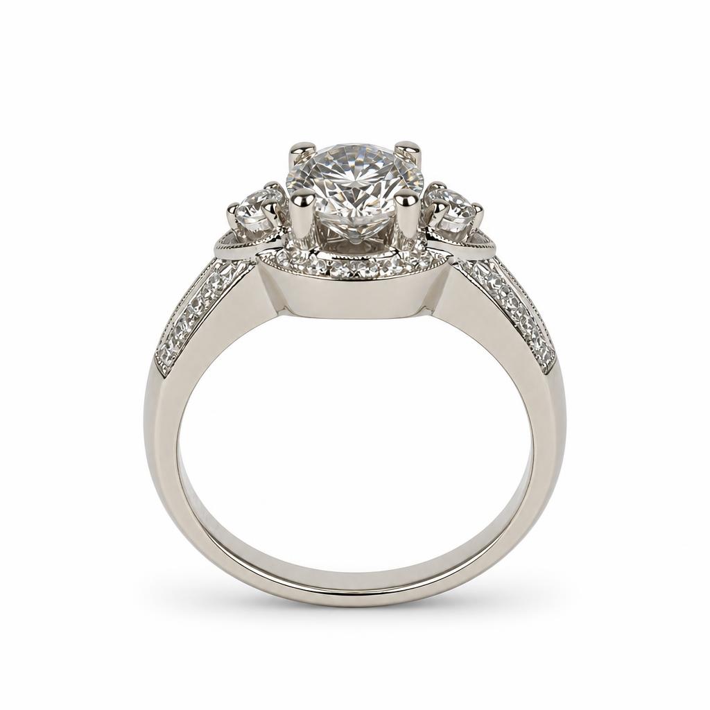 Gallery image of this Women’s 18k White Gold Diamond Bridal Ring GIA Cert Size 6.5