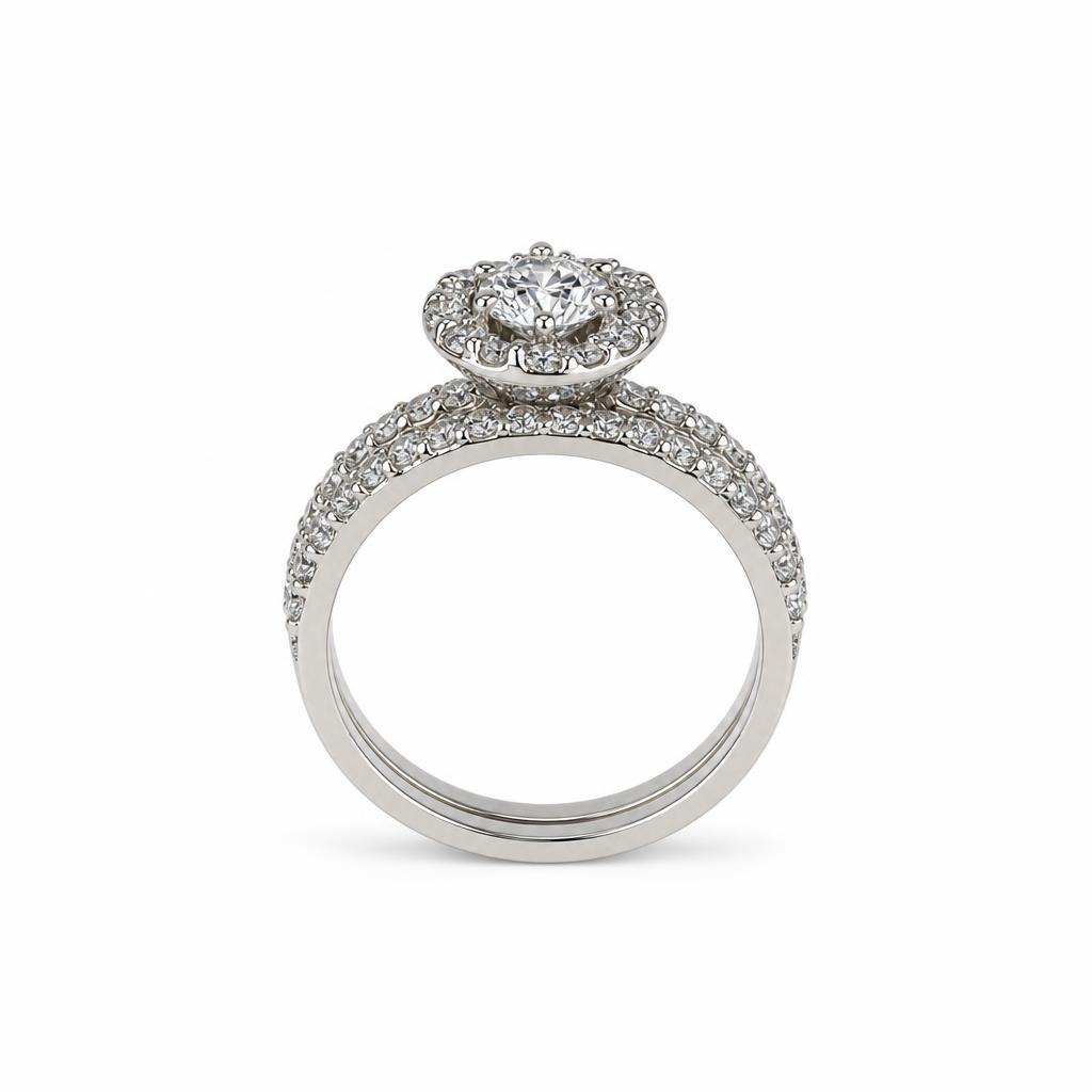 Gallery image of this Women’s 18k White Gold Diamond Bridal Ring Set Size 9.5