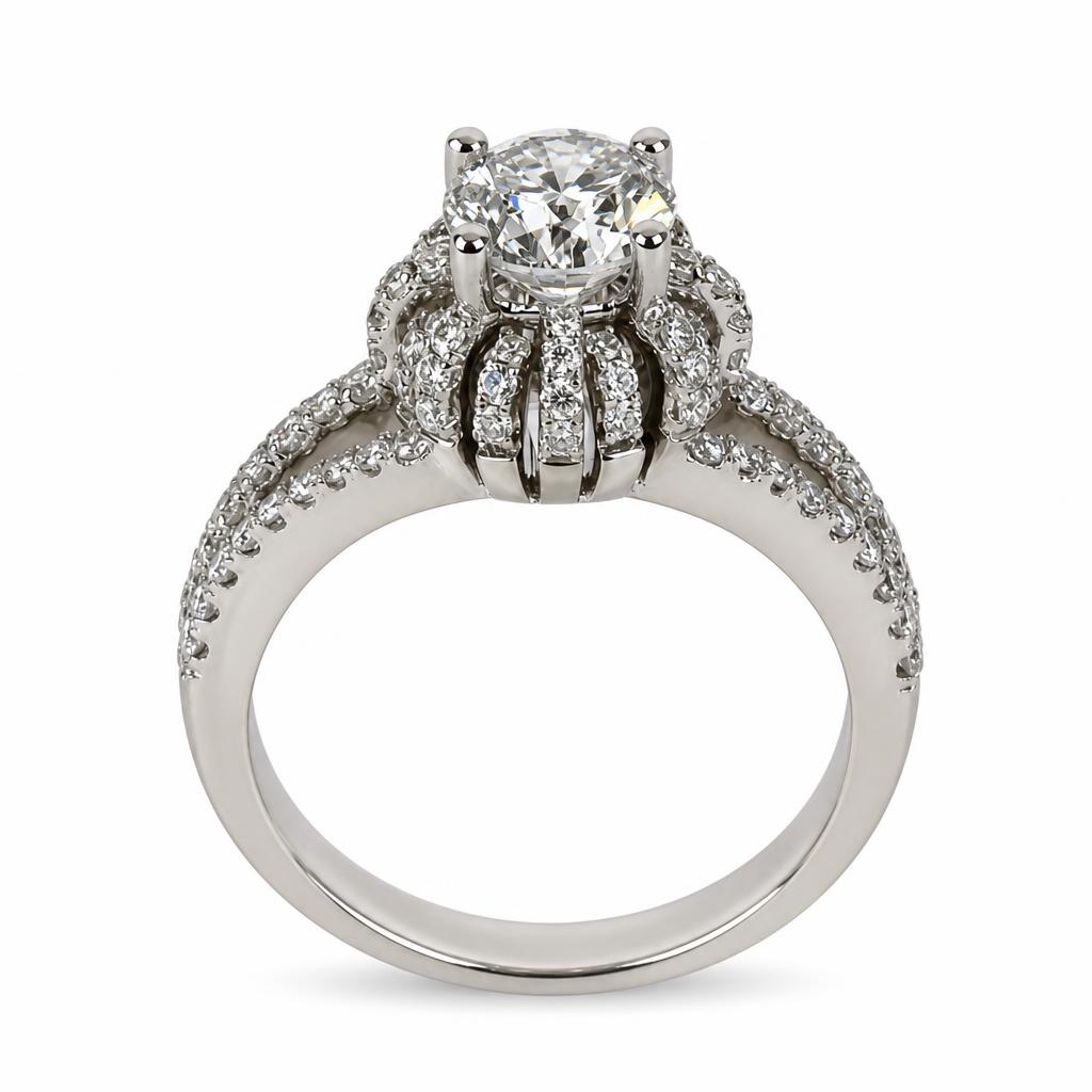 Gallery image of this Women’s 18k White Gold Diamond Bridal Size 6.25 Ring GIA Cert