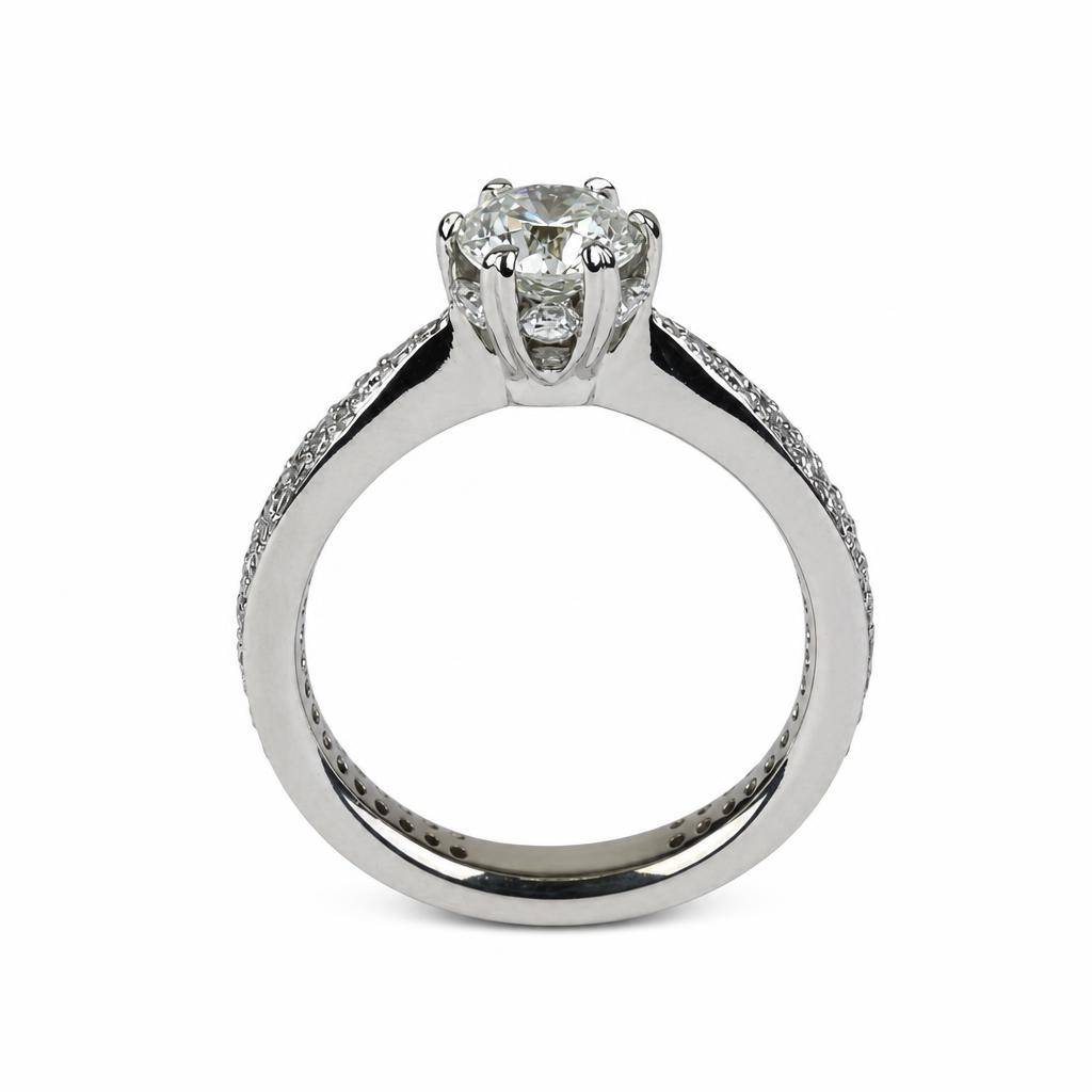 Gallery image of this Women’s 18k White Gold Diamond Bridal Ring Size 6.25 GIA Cert