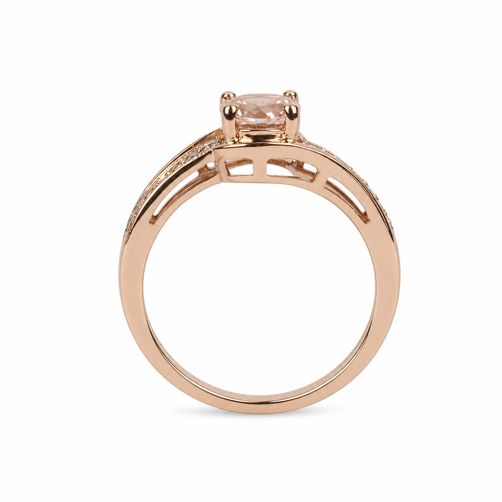 Gallery image of this Women’s 14k Rose Gold Diamond, Morganite Ring Size 6.25