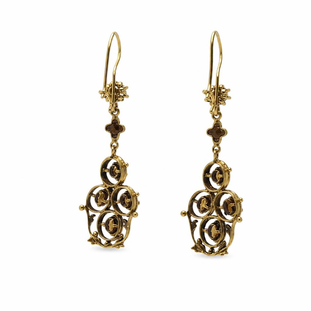 Gallery image of this Vintage Women’s 14k Yellow Gold Dangle Earrings with Opal