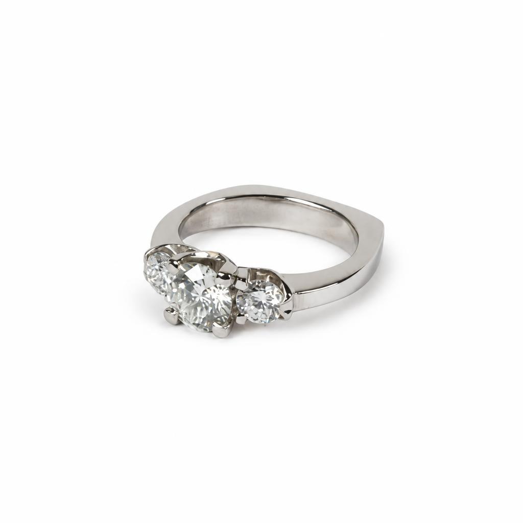 Gallery image of this Women’s Platinum Bridal Ring EGL Certified with 1.02ct Round Brilliant Cut Diamond H/SI1 Size 4.5