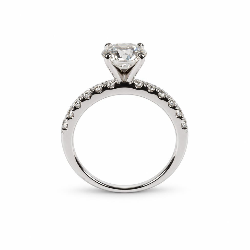 Gallery image of this Women’s 14k White Gold Bridal Ring EGL Certified with 1.40ct Round Diamond G/SI1 Size 7