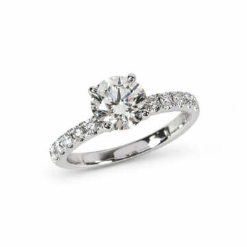 Featured image of this Women’s 14k White Gold Bridal Ring EGL Certified with 1.40ct Round Brilliant Cut Diamond G/SI1 Size 7