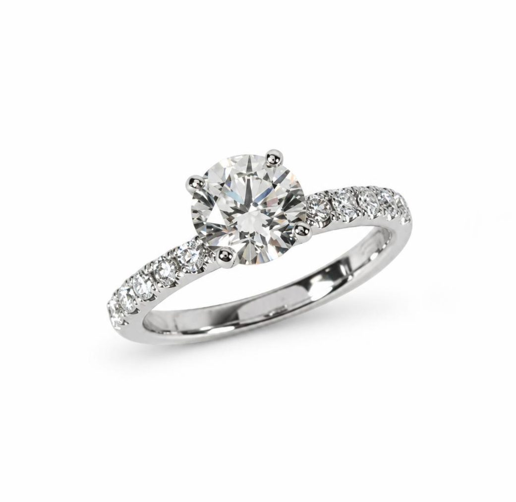 Featured image of this Women’s 14k White Gold Bridal Ring EGL Certified with 1.40ct Round Brilliant Cut Diamond G/SI1 Size 7