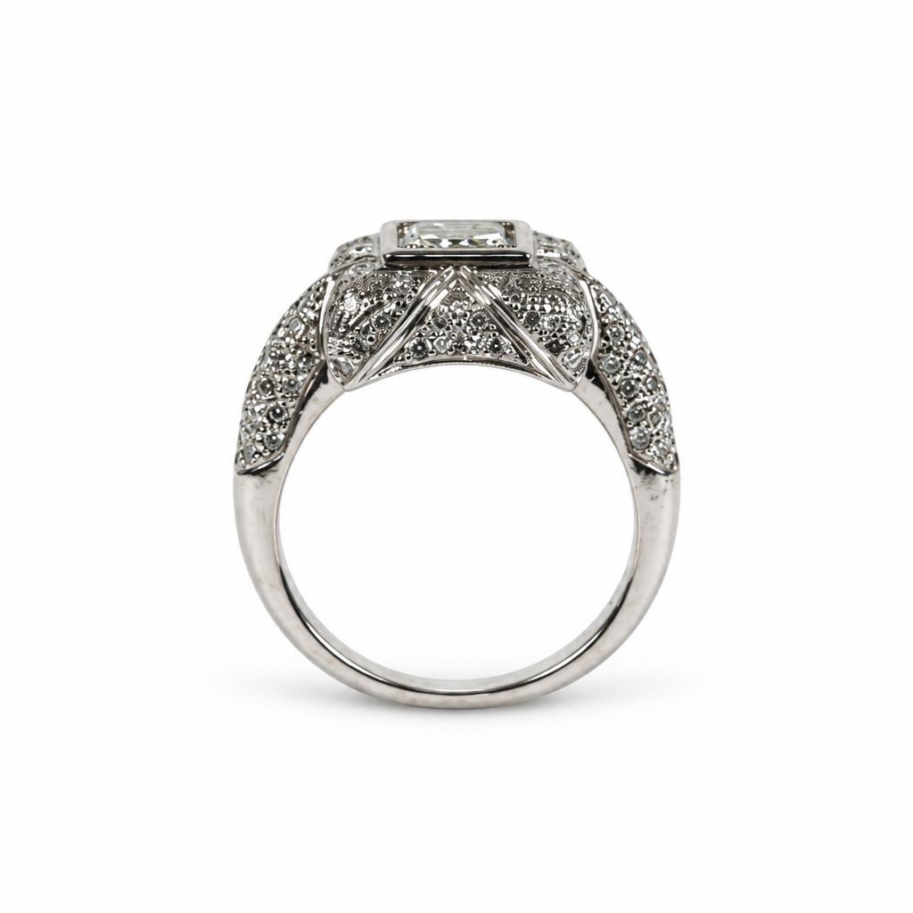Gallery image of this Women’s 14k White Gold Ring EGL Certified with 1.06ct Princess Diamond H/SI2 Size 7