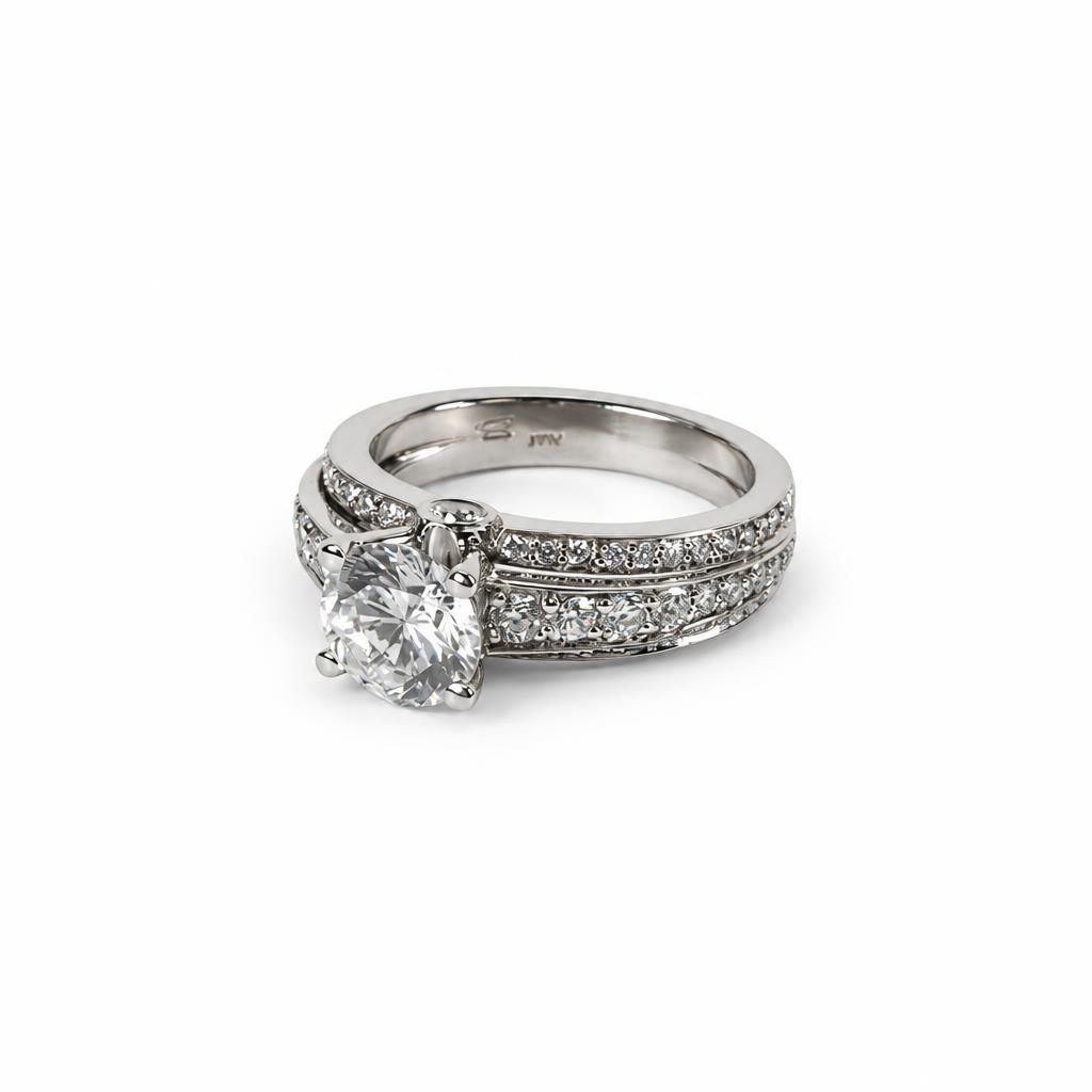 Gallery image of this Women’s 14k White Gold Bridal Ring EGL Certified with 2.02ct Round Diamond G/SI1 Size 6.75