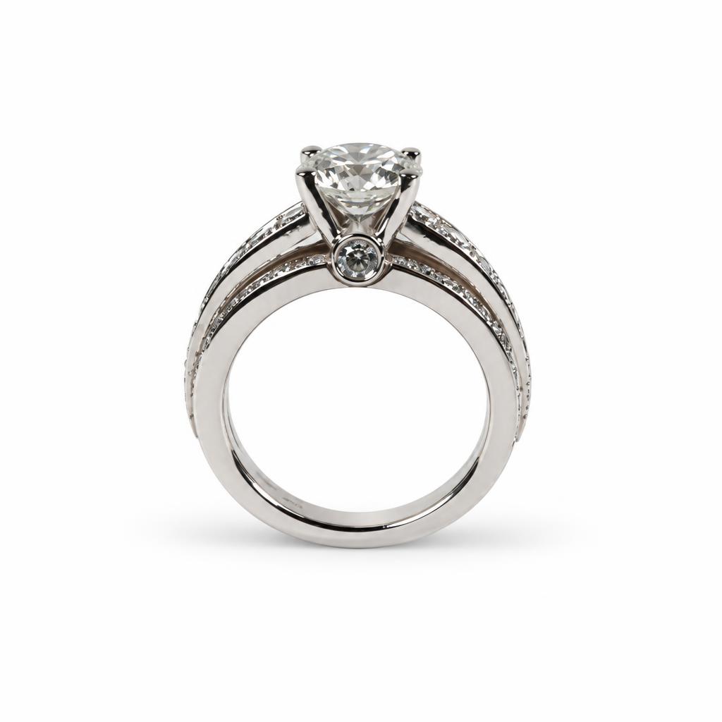 Gallery image of this Women’s 14k White Gold Bridal Ring EGL Certified with 2.02ct Round Diamond G/SI1 Size 6.75