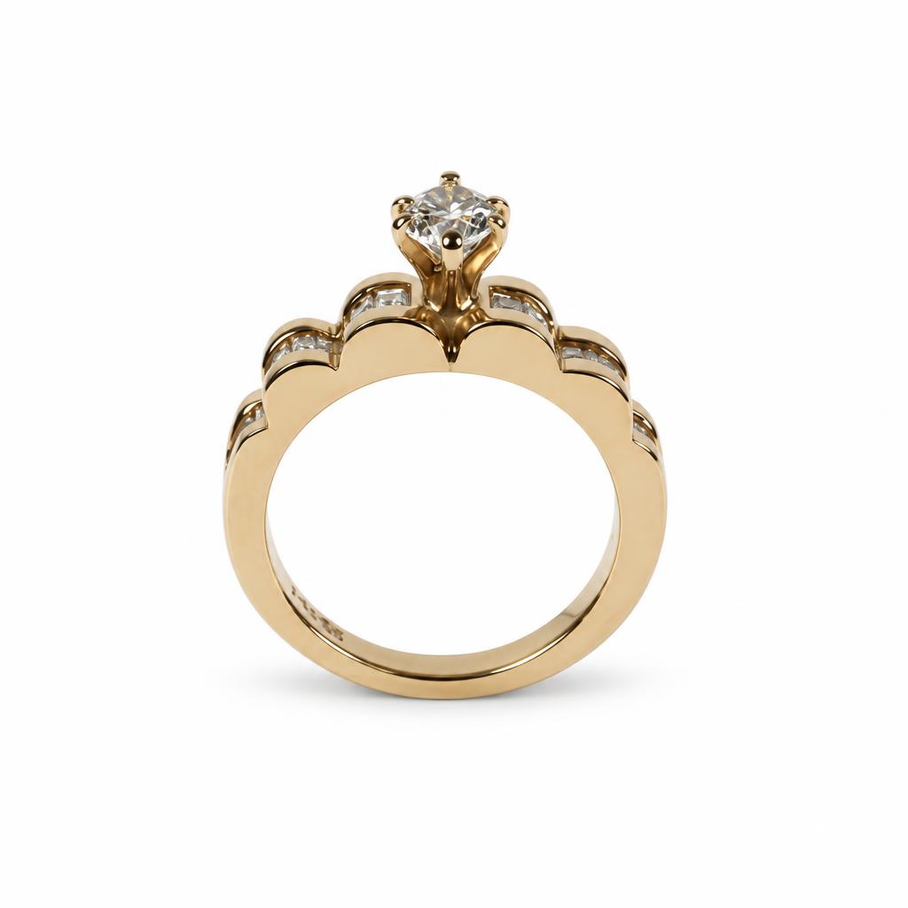Gallery image of this Women’s 14k Yellow Gold Bridal Ring EGL Certified with 0.72ct Marquise Diamond G/SI1 Size 7.5