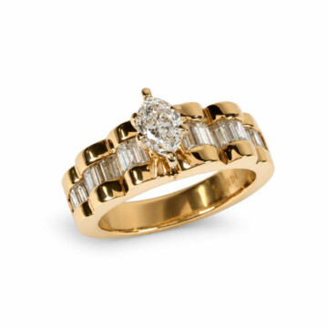 Featured image of this Women’s 14k Yellow Gold Bridal Ring EGL Certified with 0.72ct Marquise Diamond G/SI1 Size 7.5