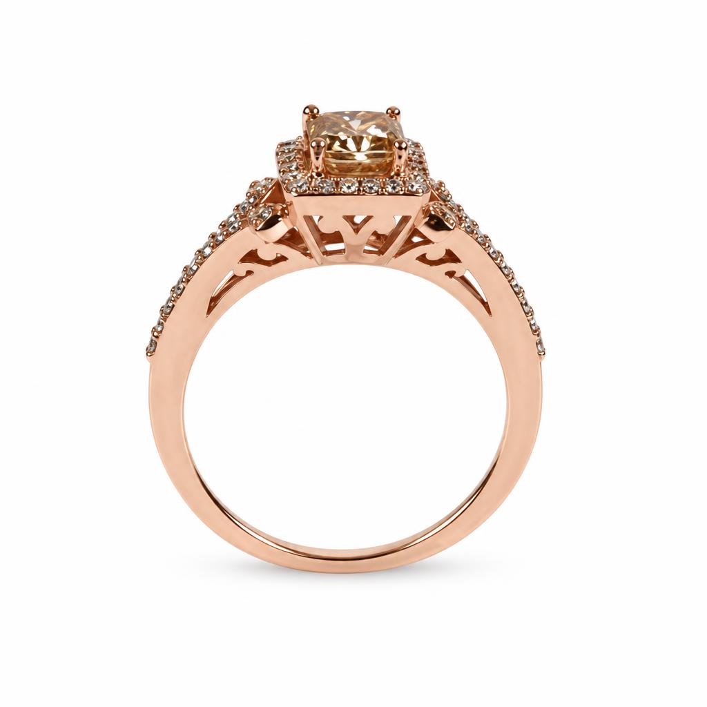 Gallery image of this Women’s 14k Rose Gold Bridal Ring EGL Certified with 0.83ct Cut Corner Square Diamond S/I1 Size 8.25