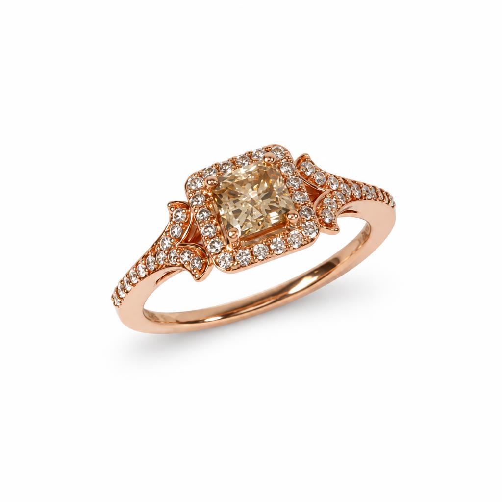 Featured image of this Women’s 14k Rose Gold Bridal Ring EGL Certified with 0.83ct Cut Corner Square Diamond S/I1 Size 8.25
