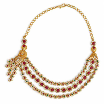 Featured image of this Women’s 22k Yellow Gold Indian Wedding Jewelry Necklace with Stones
