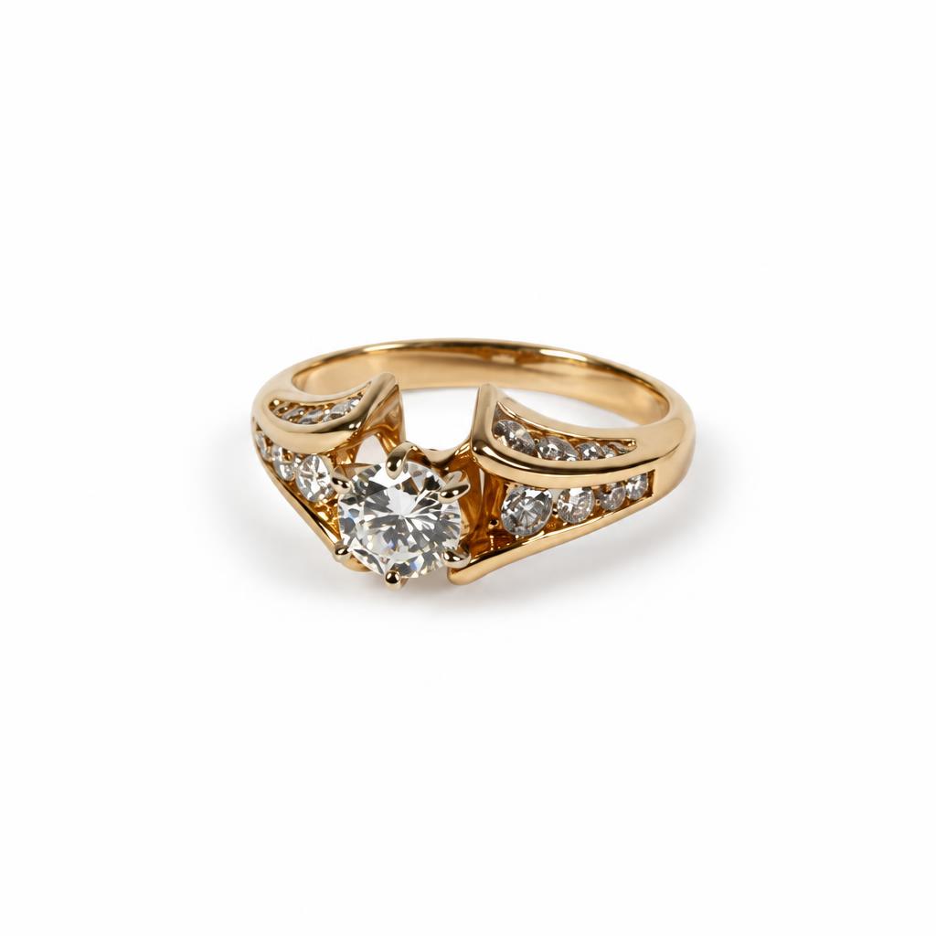 Gallery image of this Women’s 14k Yellow Gold Bridal Ring EGL Certified with 0.74ct Round Brilliant Diamond E/VS2 Size 6.5