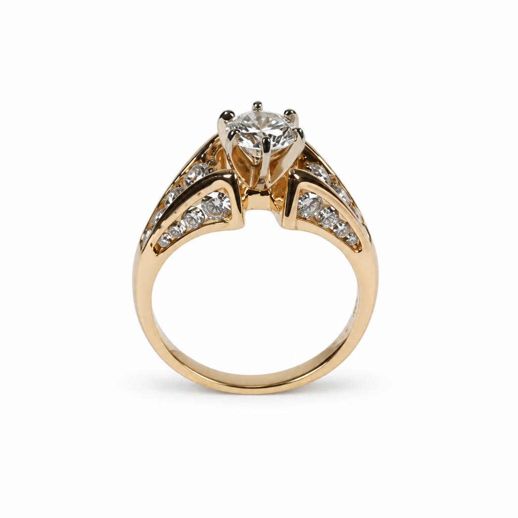 Gallery image of this Women’s 14k Yellow Gold Bridal Ring EGL Certified with 0.74ct Round Brilliant Diamond E/VS2 Size 6.5