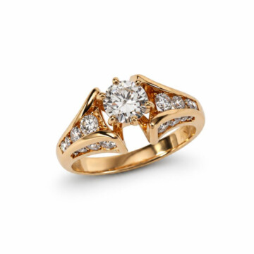 Featured image of this Women’s 14k Yellow Gold Bridal Ring EGL Certified with 0.74ct Round Brilliant Cut Diamond E/VS2 Size 6.5