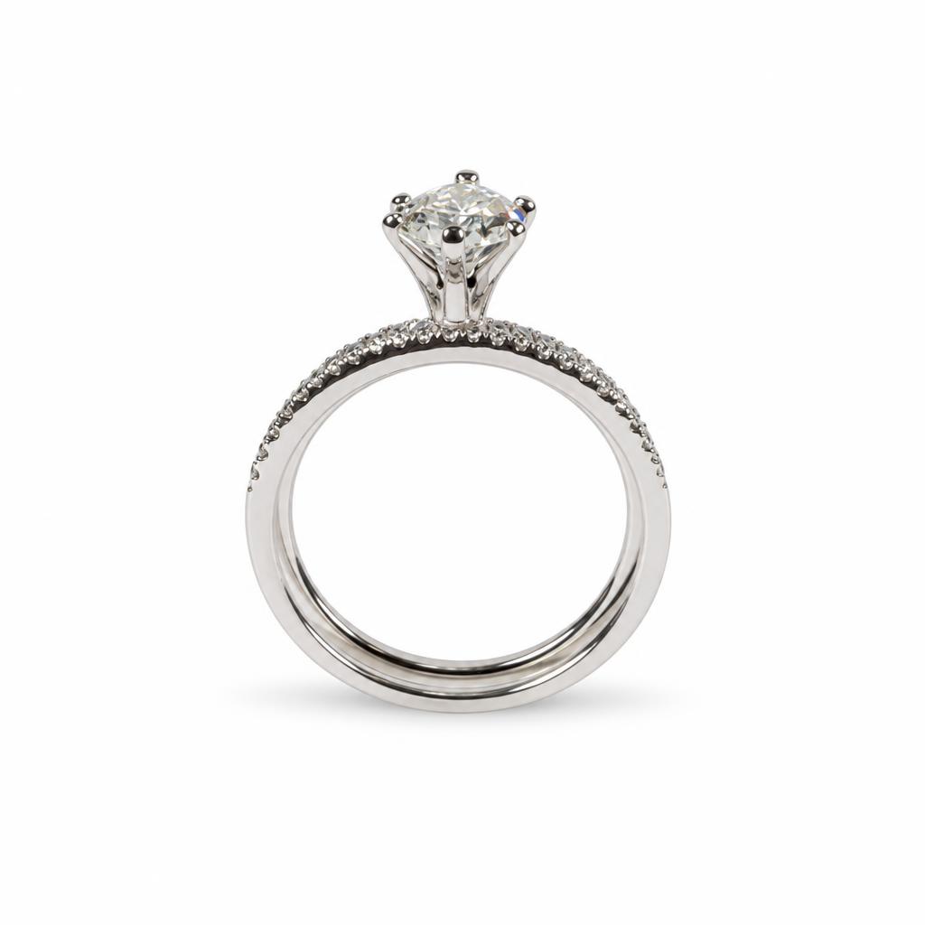 Gallery image of this Women’s 14k White Gold Bridal Ring EGL Certified with 1.23ct Pear Diamond G/VS2 Size 6.5