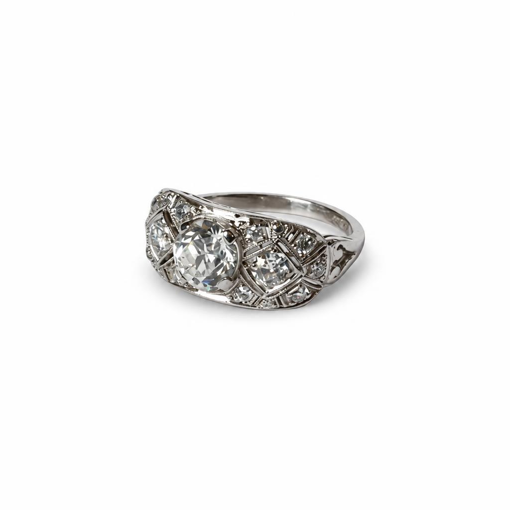 Gallery image of this Women’s Vintage Platinum Ring EGL Certified with 1.12ct Old European Diamond F/SI1 Size 4.5
