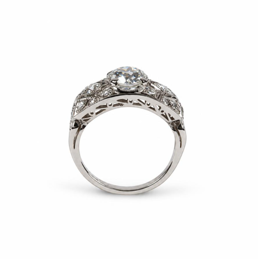 Gallery image of this Women’s Vintage Platinum Ring EGL Certified with 1.12ct Old European Diamond F/SI1 Size 4.5