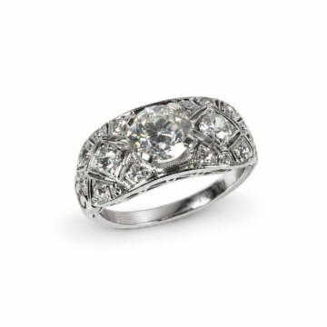 Featured image of this Women’s Vintage Platinum Ring EGL Certified with 1.12ct Old European Diamond F/SI1 Size 4.5
