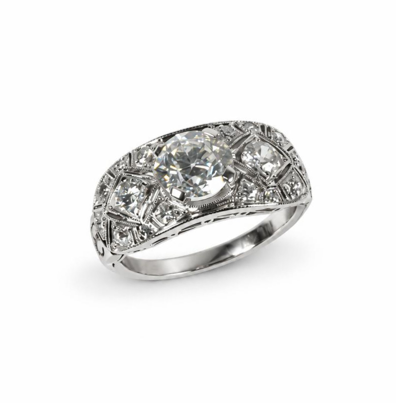 Featured image of this Women’s Vintage Platinum Ring EGL Certified with 1.12ct Old European Diamond F/SI1 Size 4.5