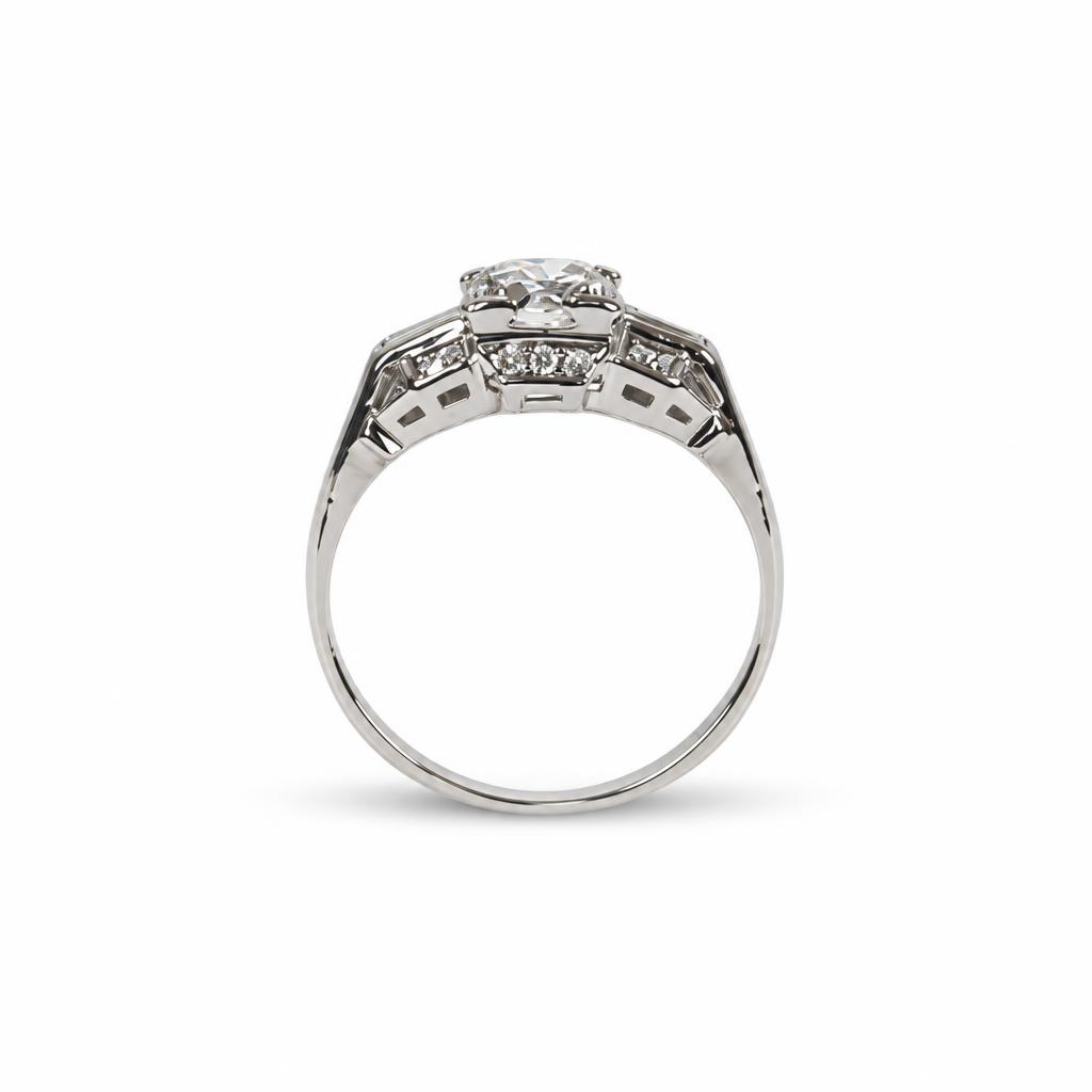 Gallery image of this Women’s 14k White Gold Bridal Ring EGL Certified with 0.75ct Round Diamond E/VS1 Size 6.25