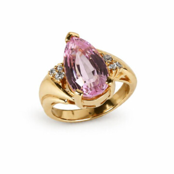 Featured image of this Women’s 14k Yellow Gold Ring with Kunzite and Diamond Size 5.75