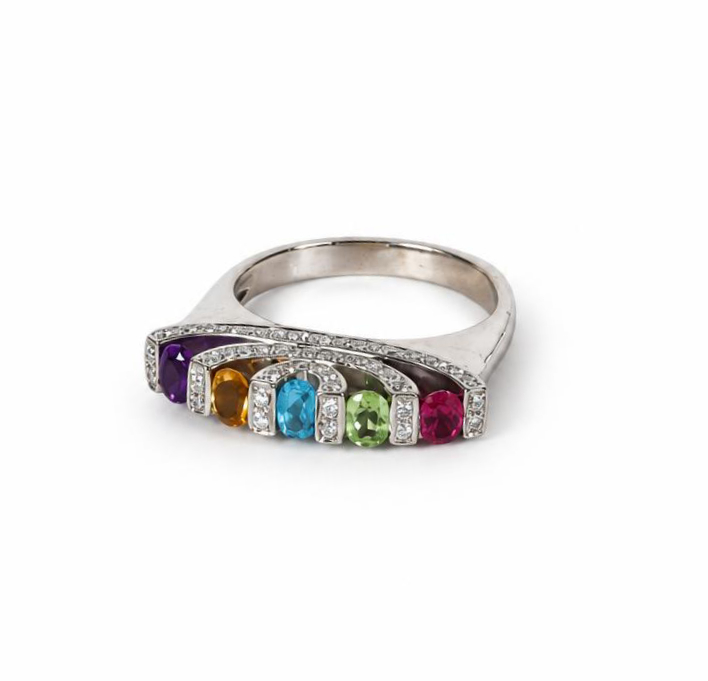 Gallery image of this Women’s 18k White Gold Ring with 0.50ct TDW Diamond, Multiple Stones Size 6.5