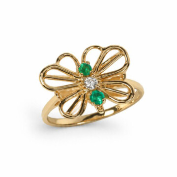 Featured image of this Women’s 14k Yellow Gold Ring with Emerald and Diamond Size 7.75