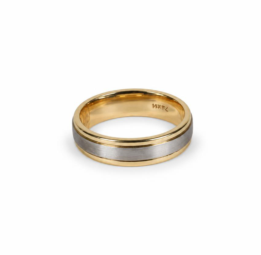 Gallery image of this Men’s 14k Yellow & White Gold Band Ring Size 10