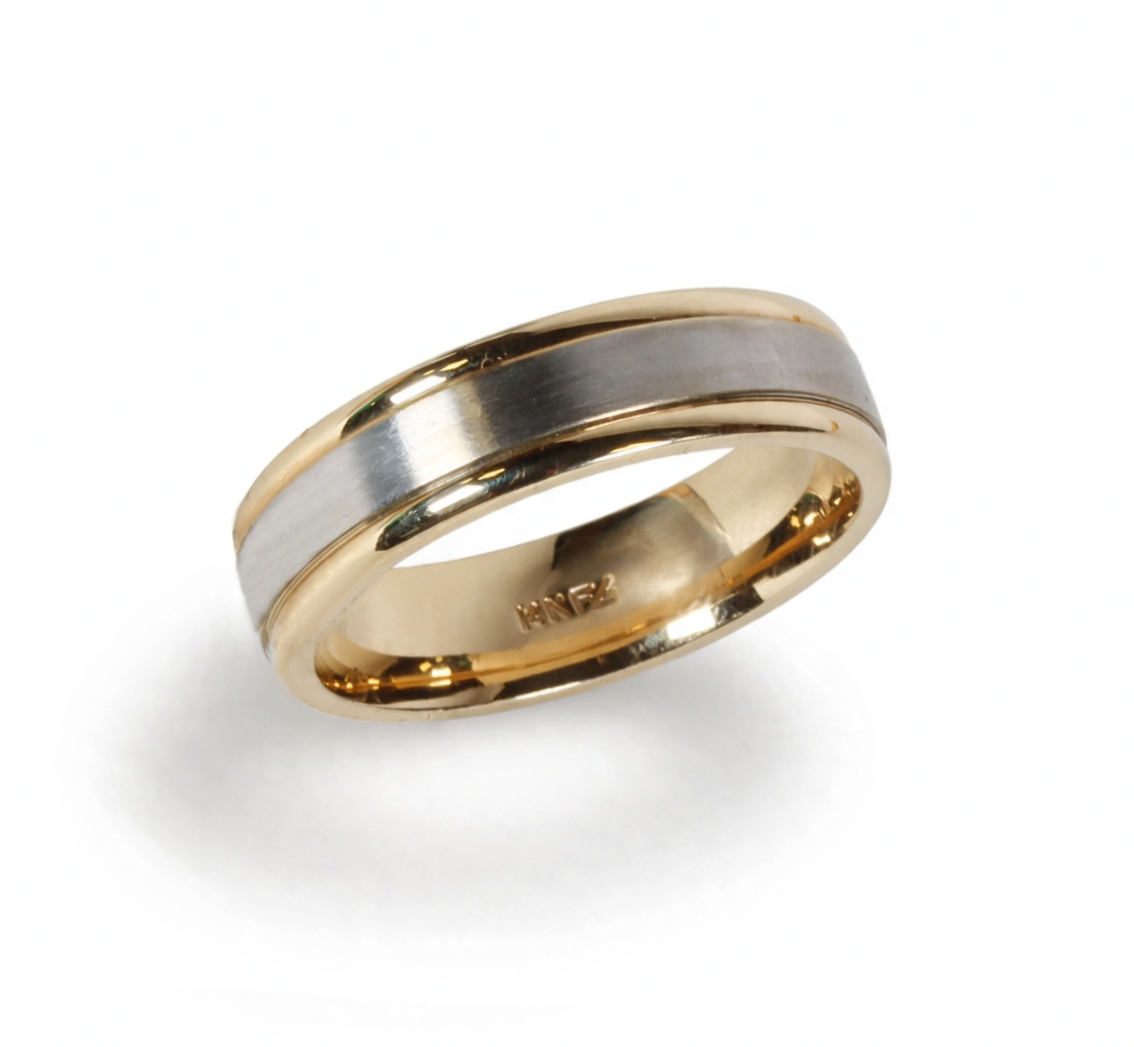Featured image of this Men’s 14k Yellow & White Gold Band Ring Size 10