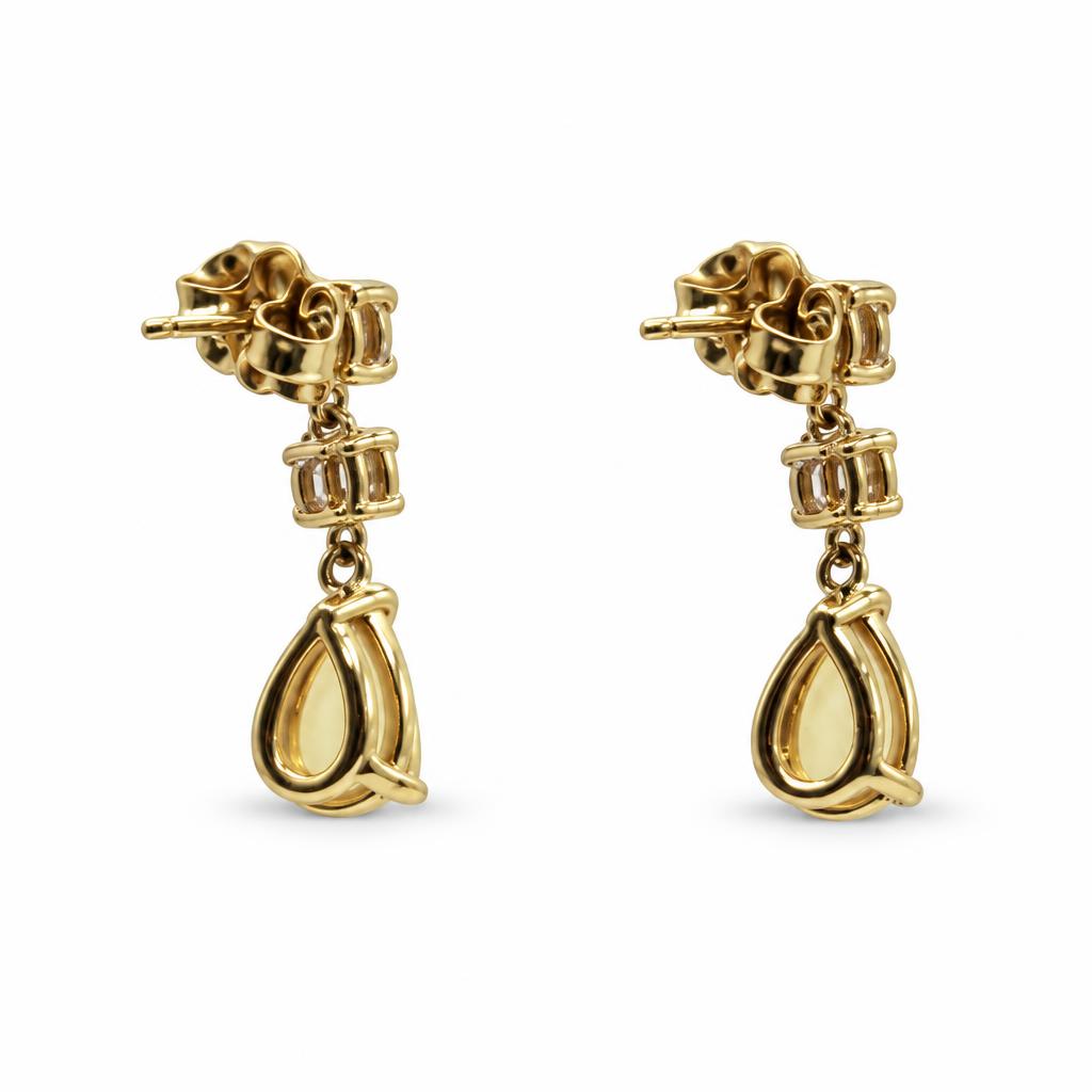 Gallery image of this Women’s 14k Yellow Gold Dangle Earrings with Opal and Diamond