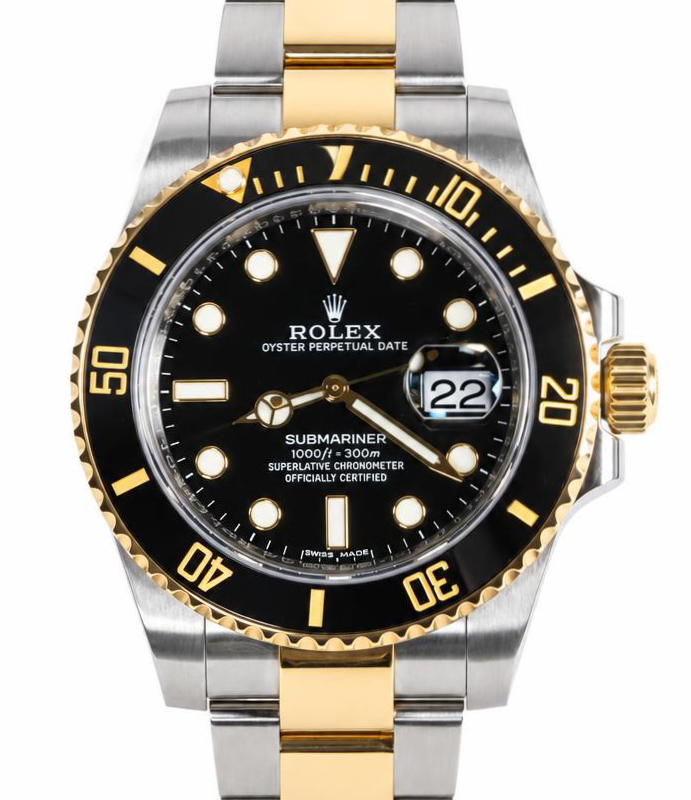 Featured image of this 18k Yellow Gold & Stainless Steel Rolex Submariner Wristwatch – 40mm Case Circa 2011