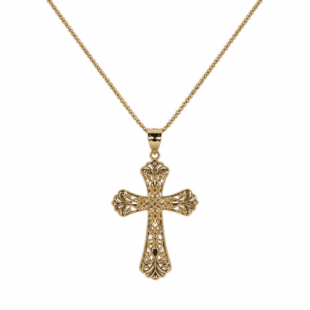 Featured image of this Women’s 14k Yellow Gold Cross Pendant Necklace