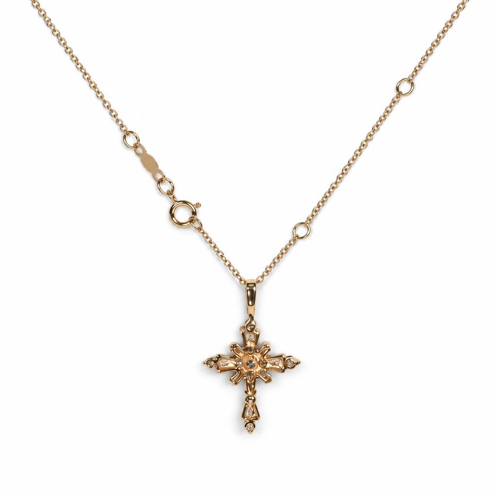 Gallery image of this Women’s 14k Yellow Gold Cross Pendant Necklace with Diamond